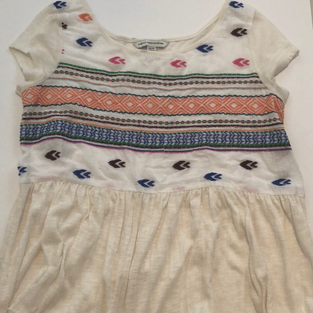 american eagle embroidered babydoll style top